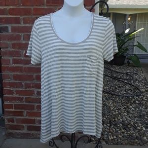 striped hi low crew top